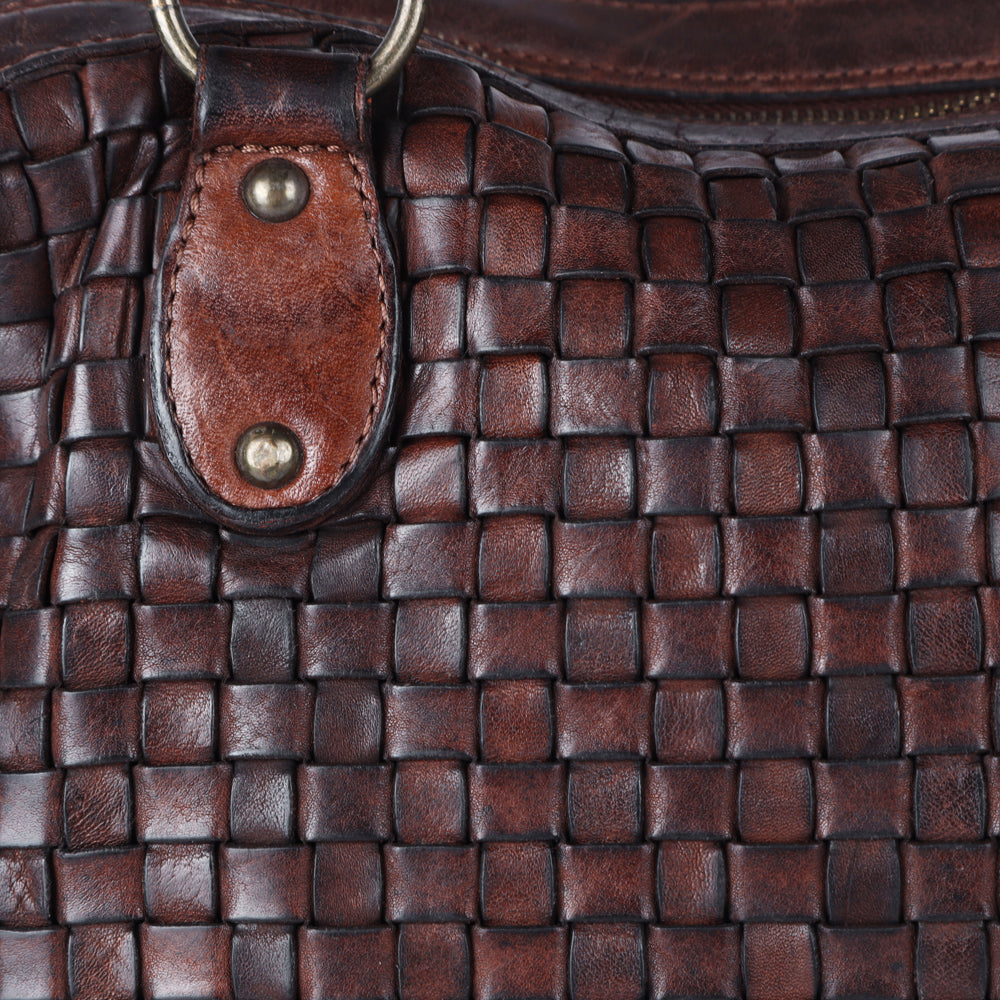 Spaghetti Western Tote Vintage Handmade Drum Dyed Genuine European Cowhide Leather