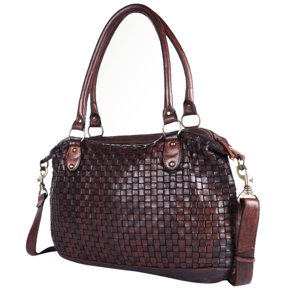Spaghetti Western Tote Vintage Handmade Drum Dyed Genuine European Cowhide Leather
