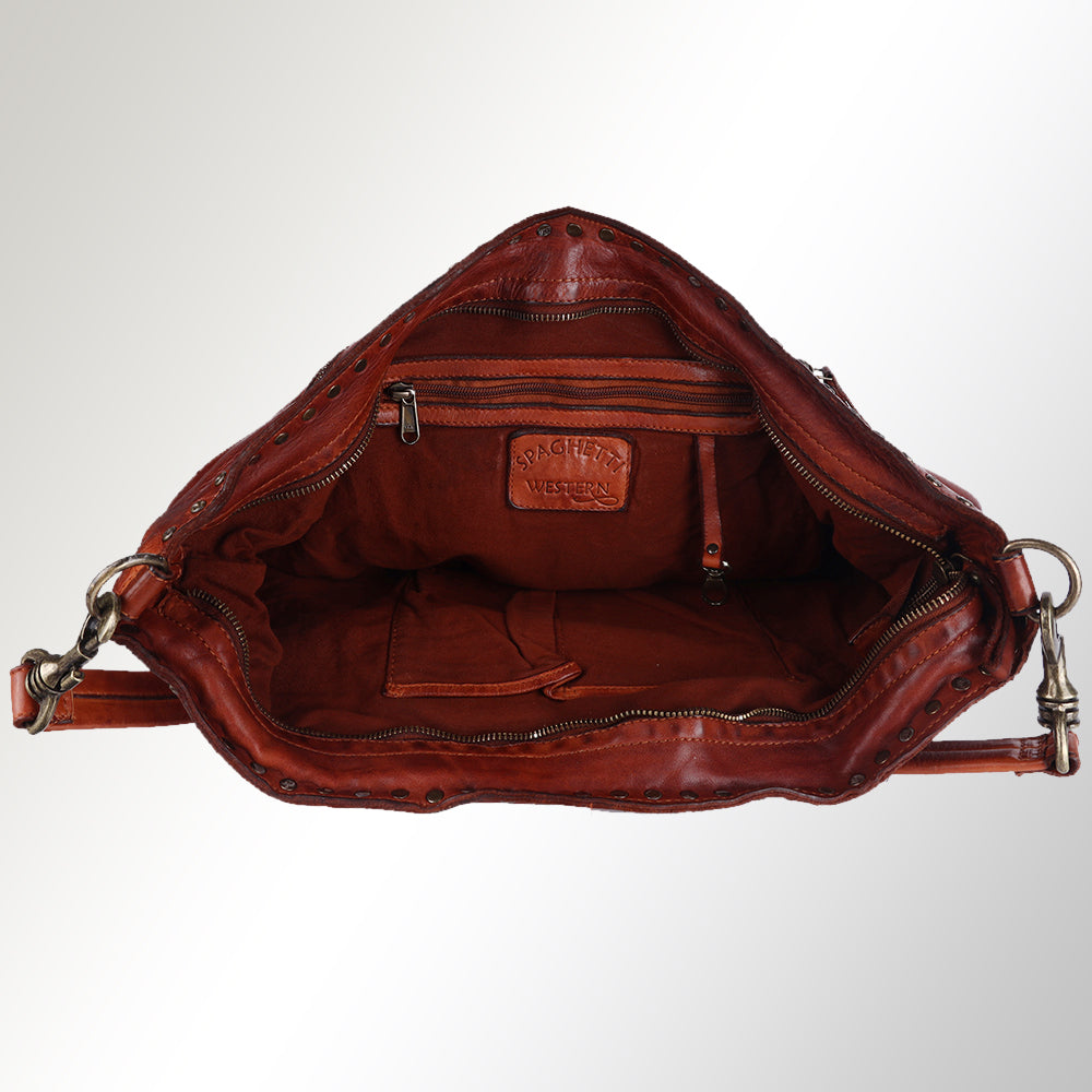 Spaghetti Western Hobo Vintage Handmade Drum Dyed Genuine European Cowhide Leather