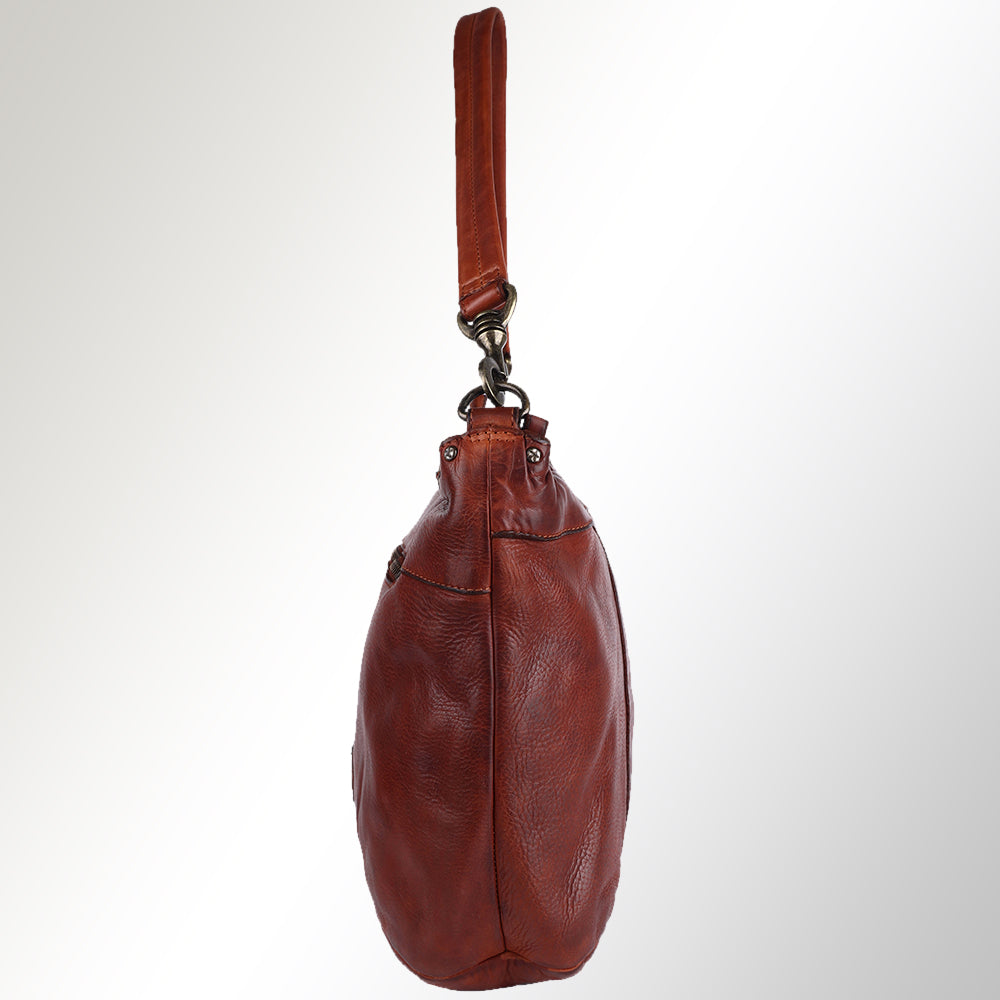 Spaghetti Western Hobo Vintage Handmade Drum Dyed Genuine European Cowhide Leather