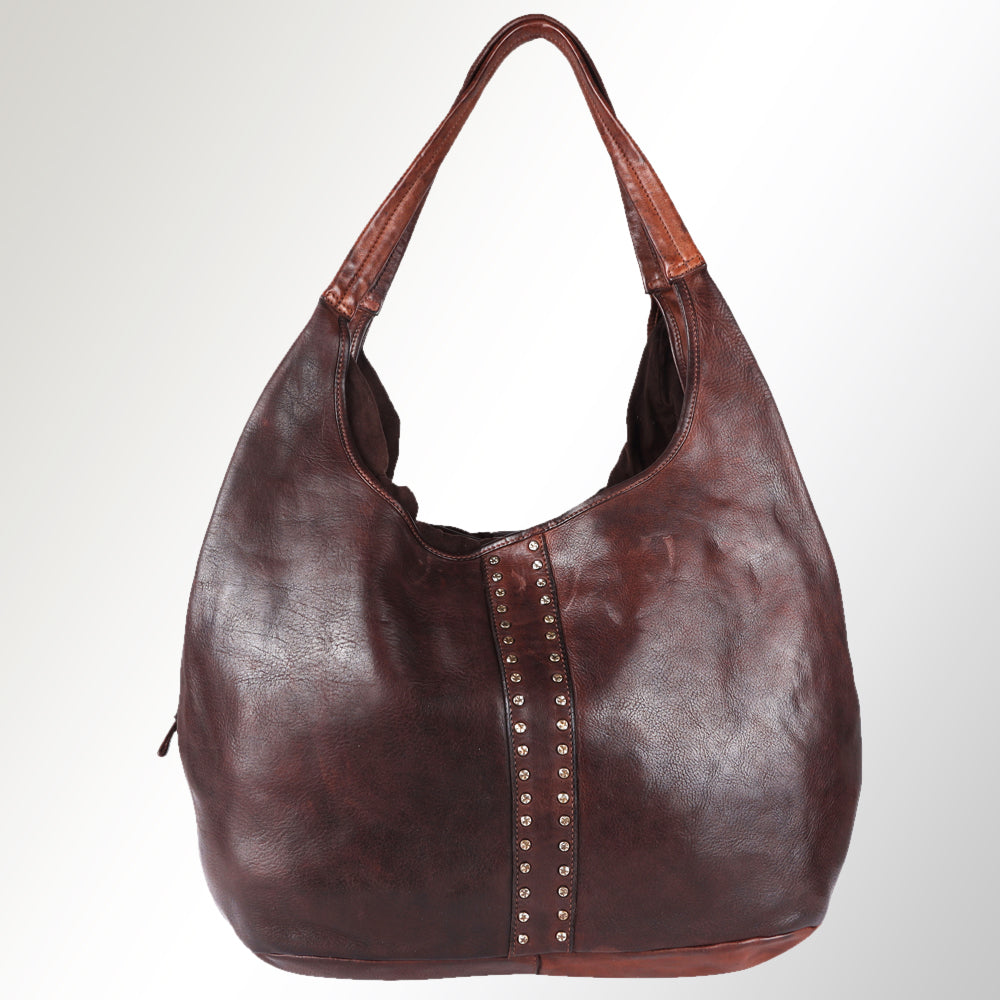 Spaghetti Western Hobo Vintage Handmade Drum Dyed Genuine European Cowhide Leather