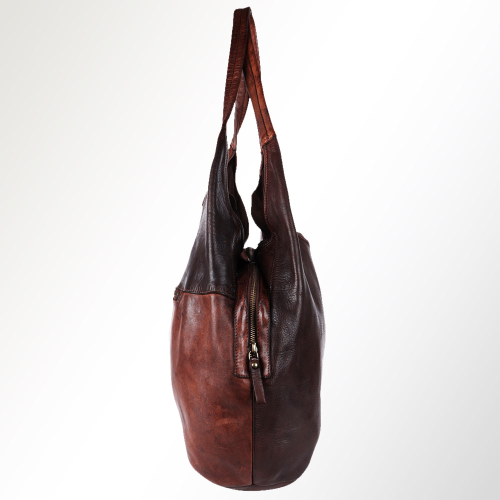 Spaghetti Western Hobo Vintage Handmade Drum Dyed Genuine European Cowhide Leather