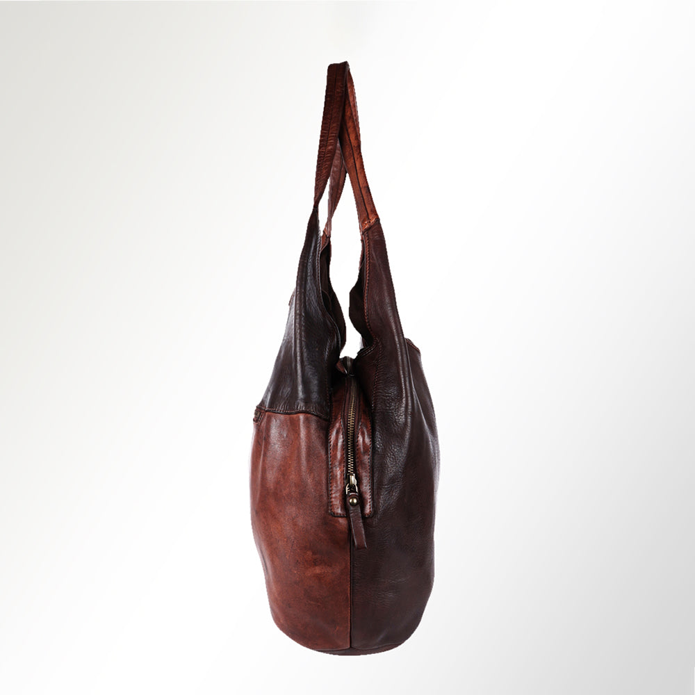 Spaghetti Western Swc184Tan Hobo Vintage Handmade Drum Dyed Genuine European Cowhide Leather Women Bag Western Handbag Purse