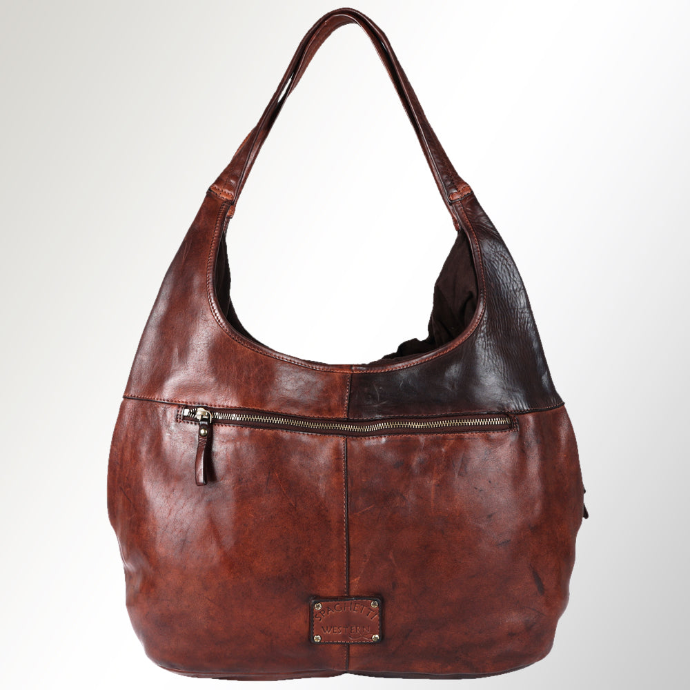 Spaghetti Western Hobo Vintage Handmade Drum Dyed Genuine European Cowhide Leather