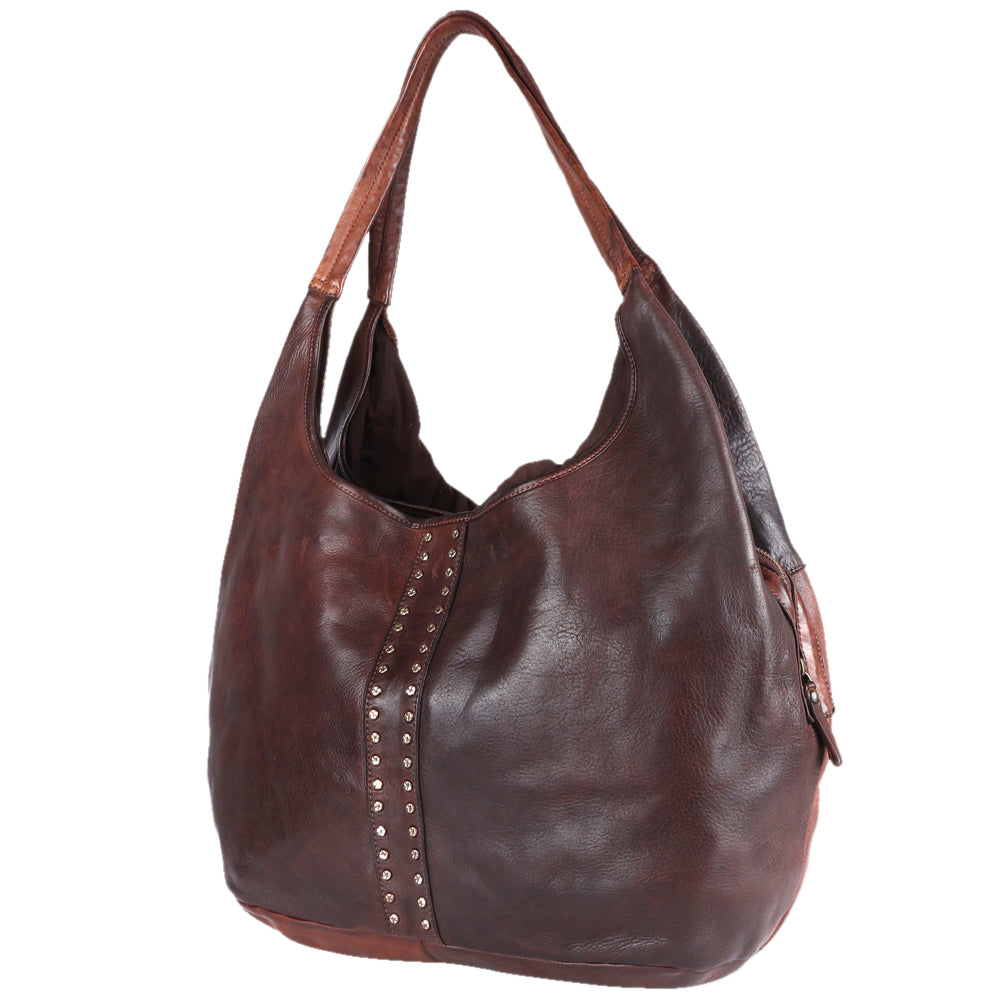 Spaghetti Western Hobo Vintage Handmade Drum Dyed Genuine European Cowhide Leather