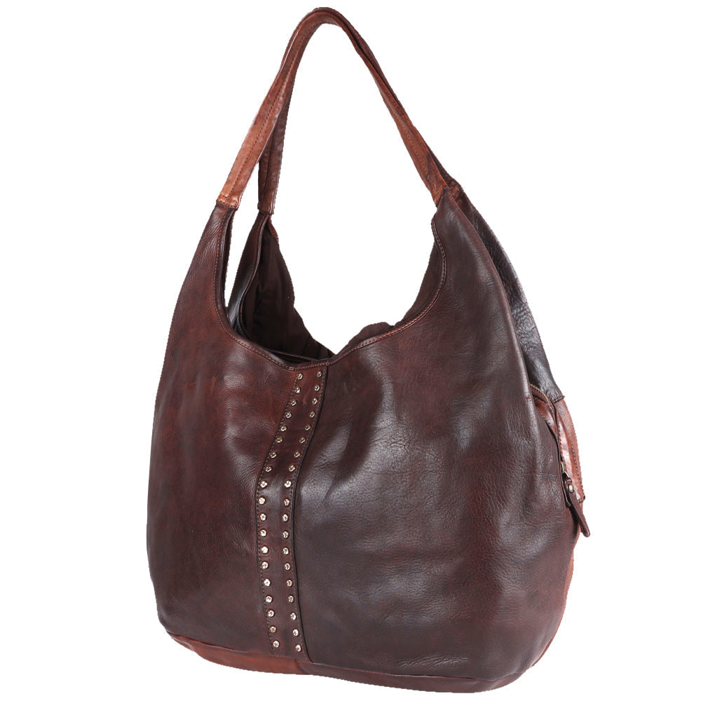 Spaghetti Western Hobo Vintage Handmade Drum Dyed Genuine European Cowhide Leather