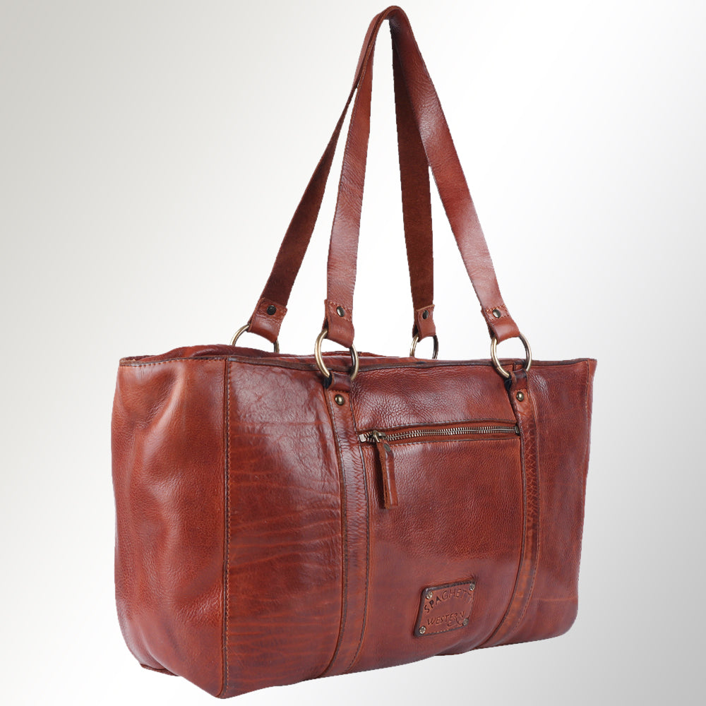Spaghetti Western Tote Vintage Handmade Drum Dyed Genuine European Cowhide Leather