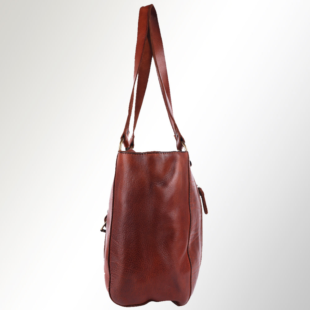 Spaghetti Western Tote Vintage Handmade Drum Dyed Genuine European Cowhide Leather