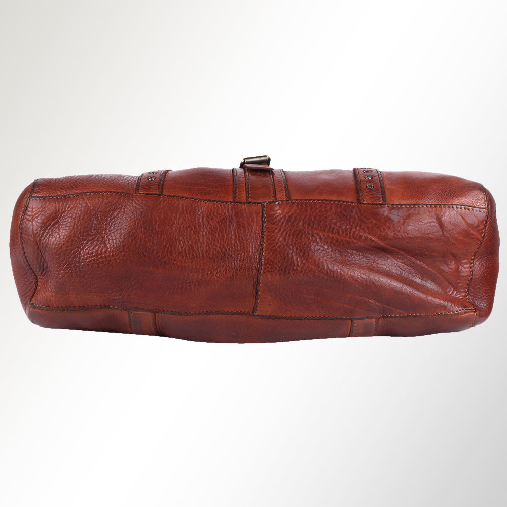 Spaghetti Western Tote Vintage Handmade Drum Dyed Genuine European Cowhide Leather