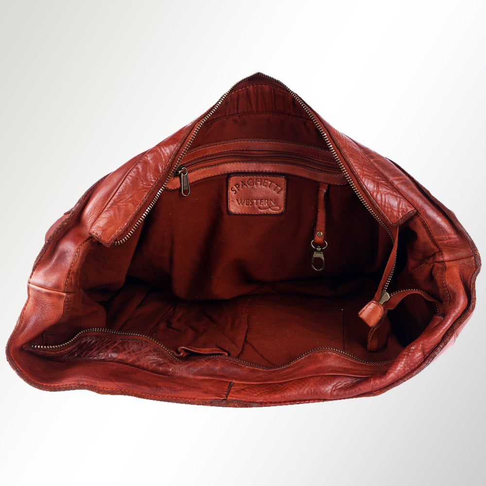 Spaghetti Western Tote Vintage Handmade Drum Dyed Genuine European Cowhide Leather
