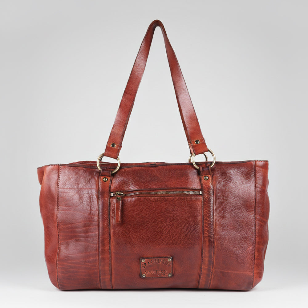 Spaghetti Western Swc186Cg Tote Vintage Handmade Drum Dyed Genuine European Cowhide Leather Women Bag Western Handbag Purse