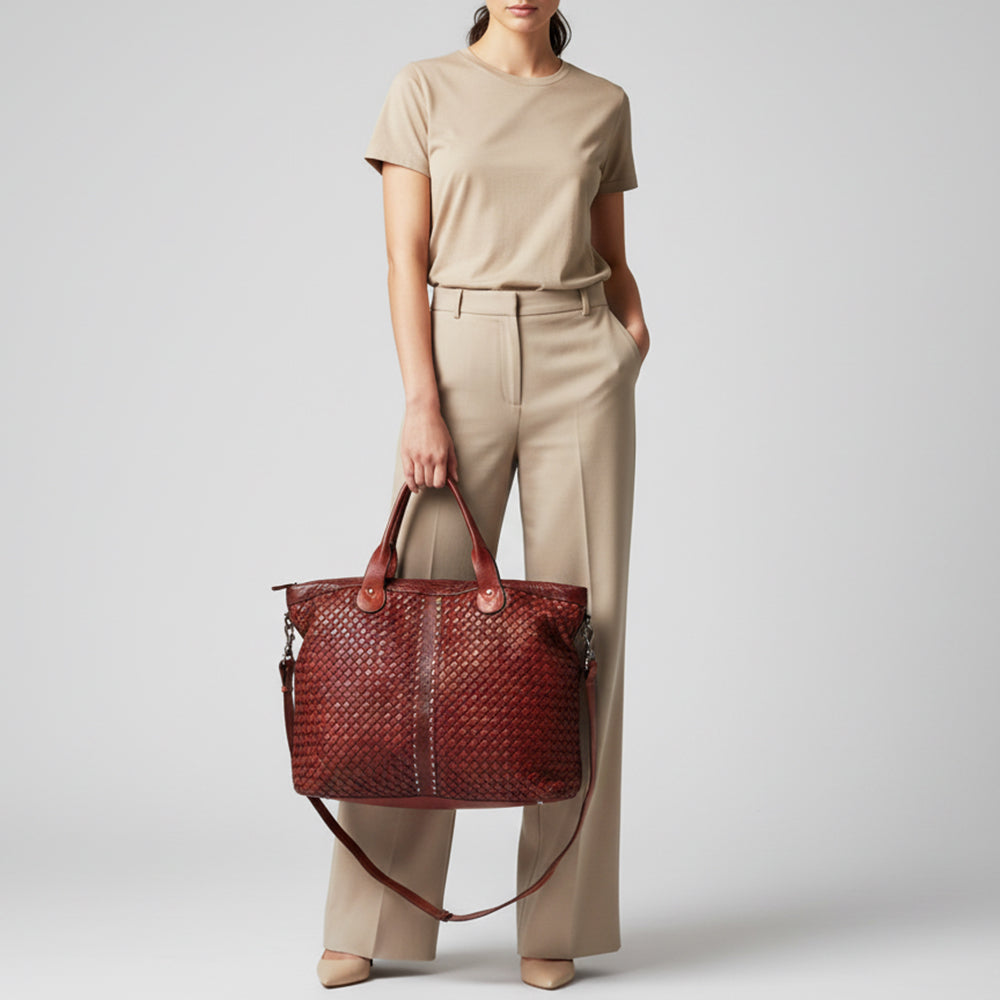 Spaghetti Western Swc187Cg Tote Vintage Handmade Drum Dyed Genuine European Cowhide Leather Women Bag Western Handbag Purse