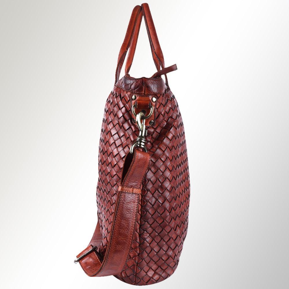 Spaghetti Western Tote Vintage Handmade Drum Dyed Genuine European Cowhide Leather