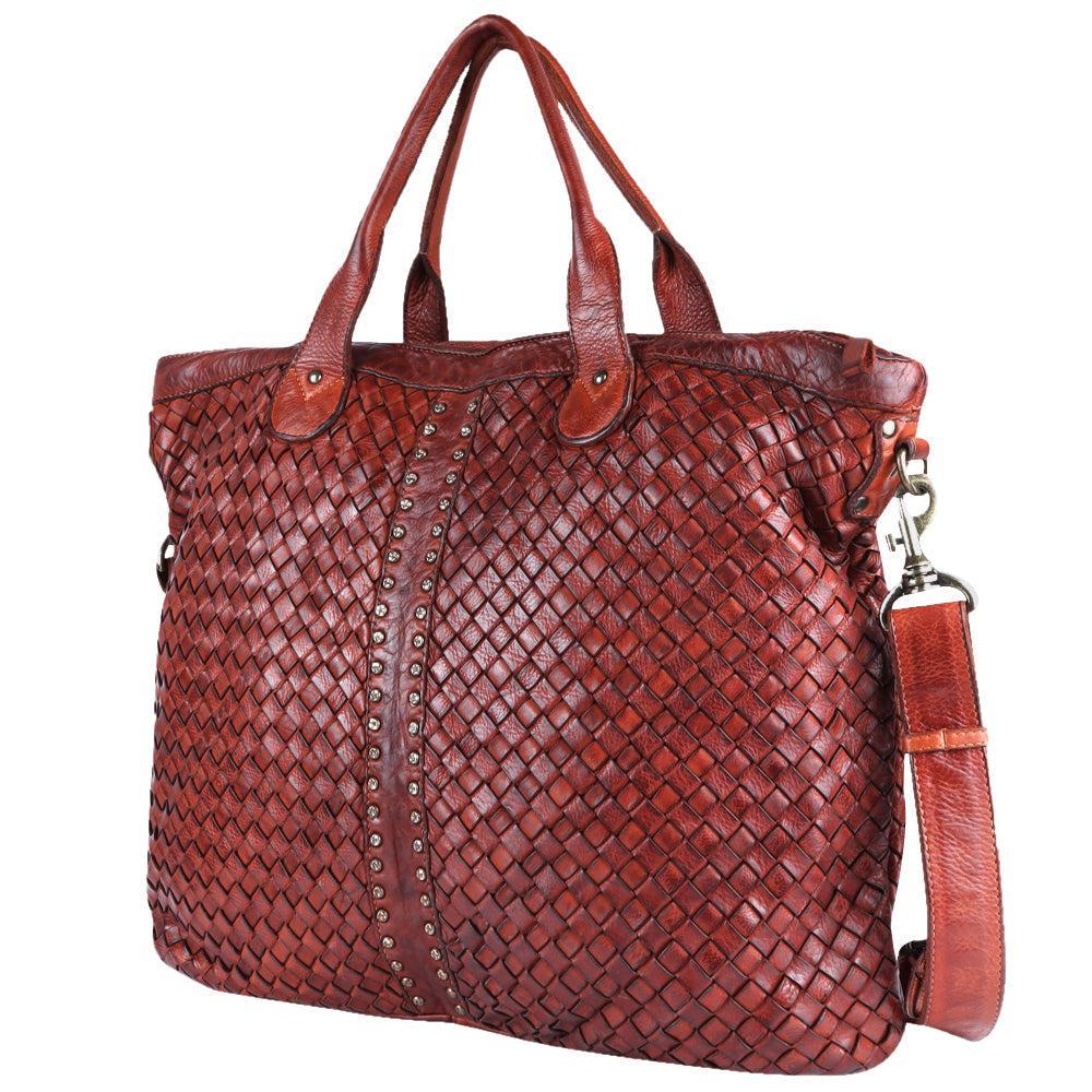 Spaghetti Western Tote Vintage Handmade Drum Dyed Genuine European Cowhide Leather