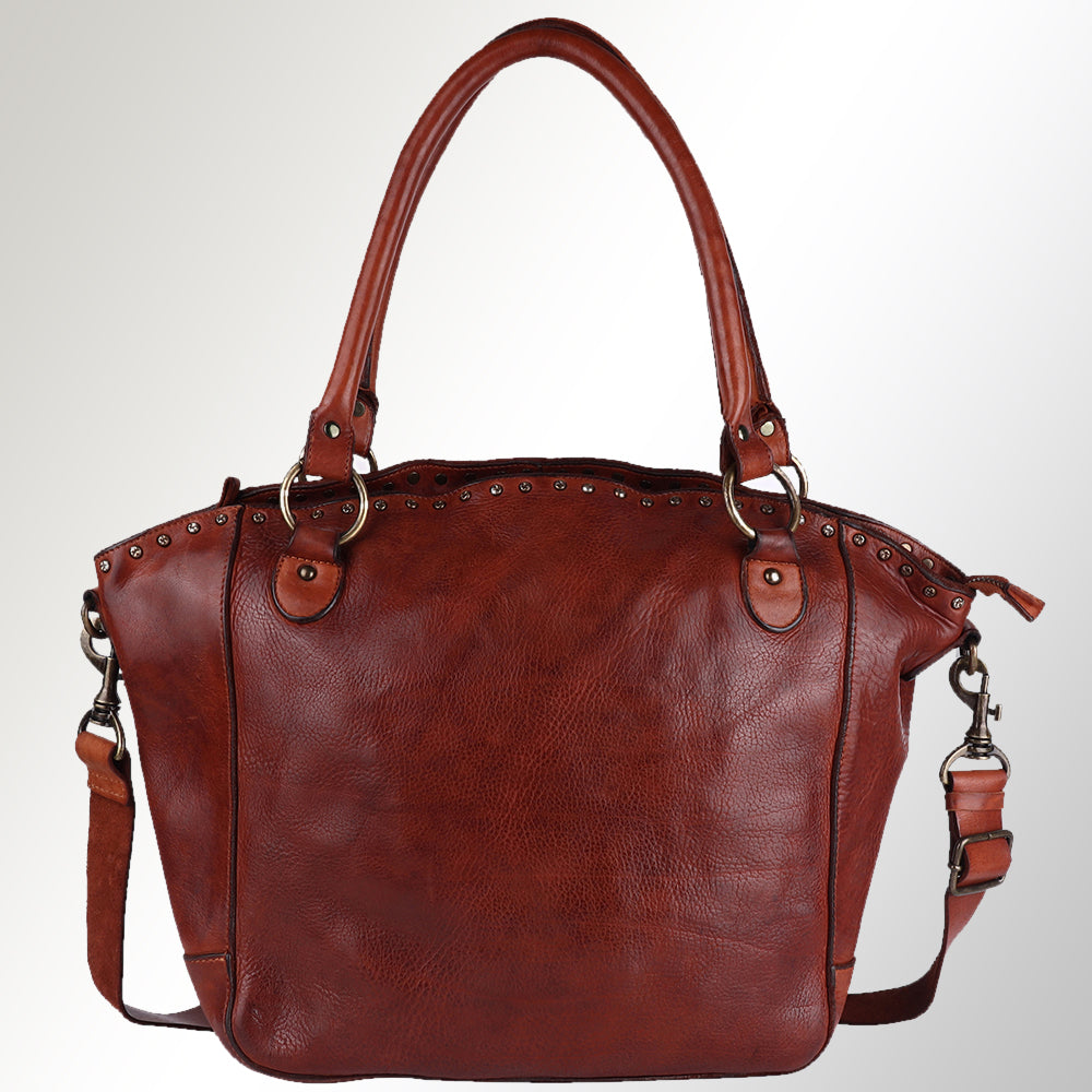Spaghetti Western Tote Vintage Handmade Drum Dyed Genuine European Cowhide Leather