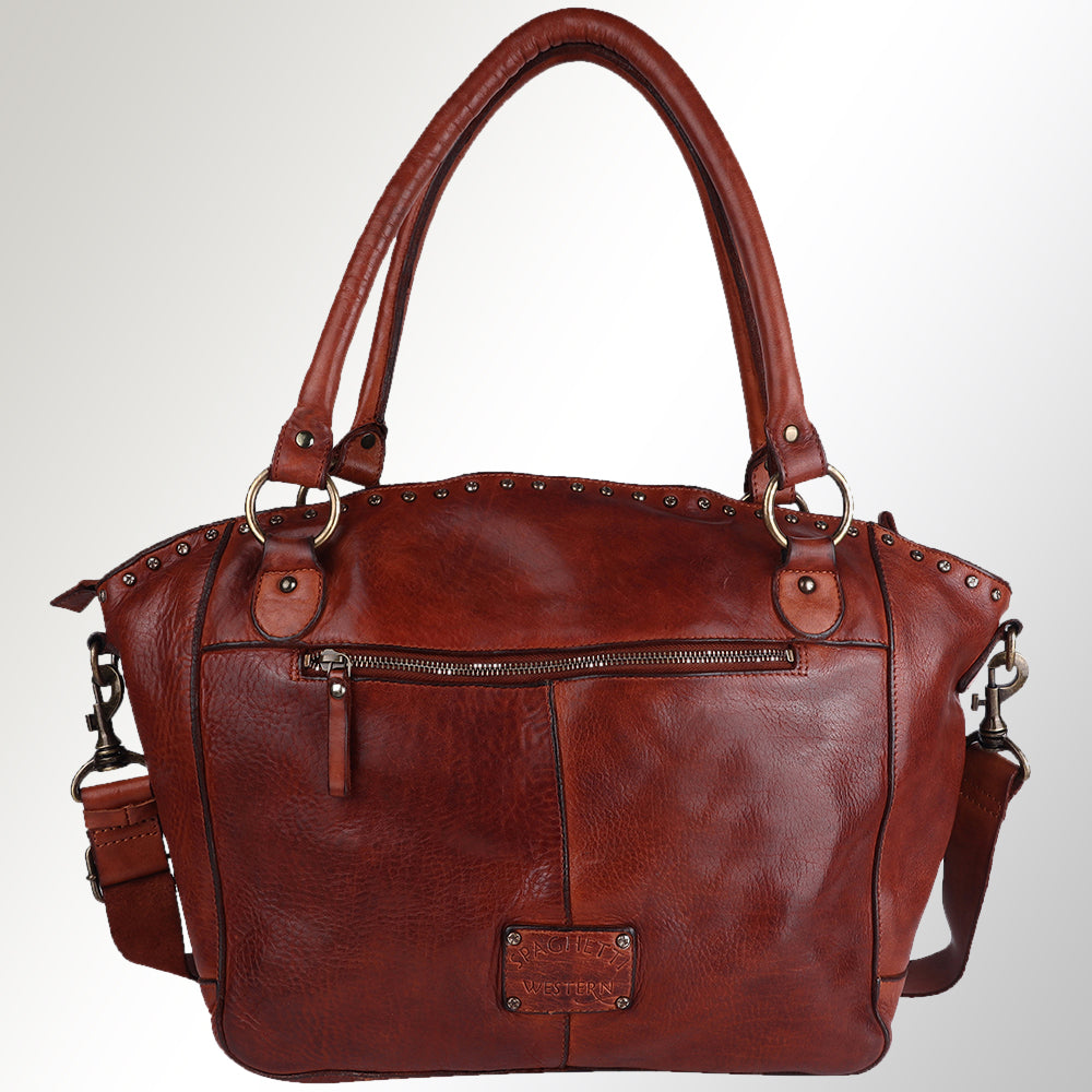 Spaghetti Western Tote Vintage Handmade Drum Dyed Genuine European Cowhide Leather