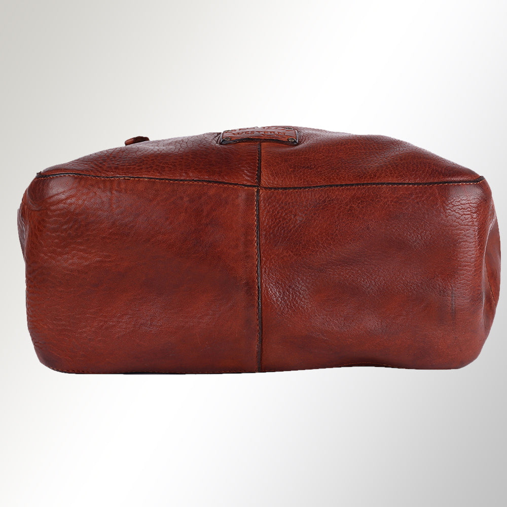 Spaghetti Western Tote Vintage Handmade Drum Dyed Genuine European Cowhide Leather