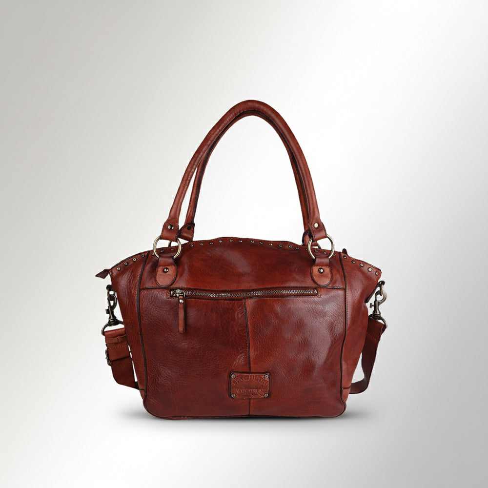 Spaghetti Western Swc188Cg Tote Vintage Handmade Drum Dyed Genuine European Cowhide Leather Women Bag Western Handbag Purse