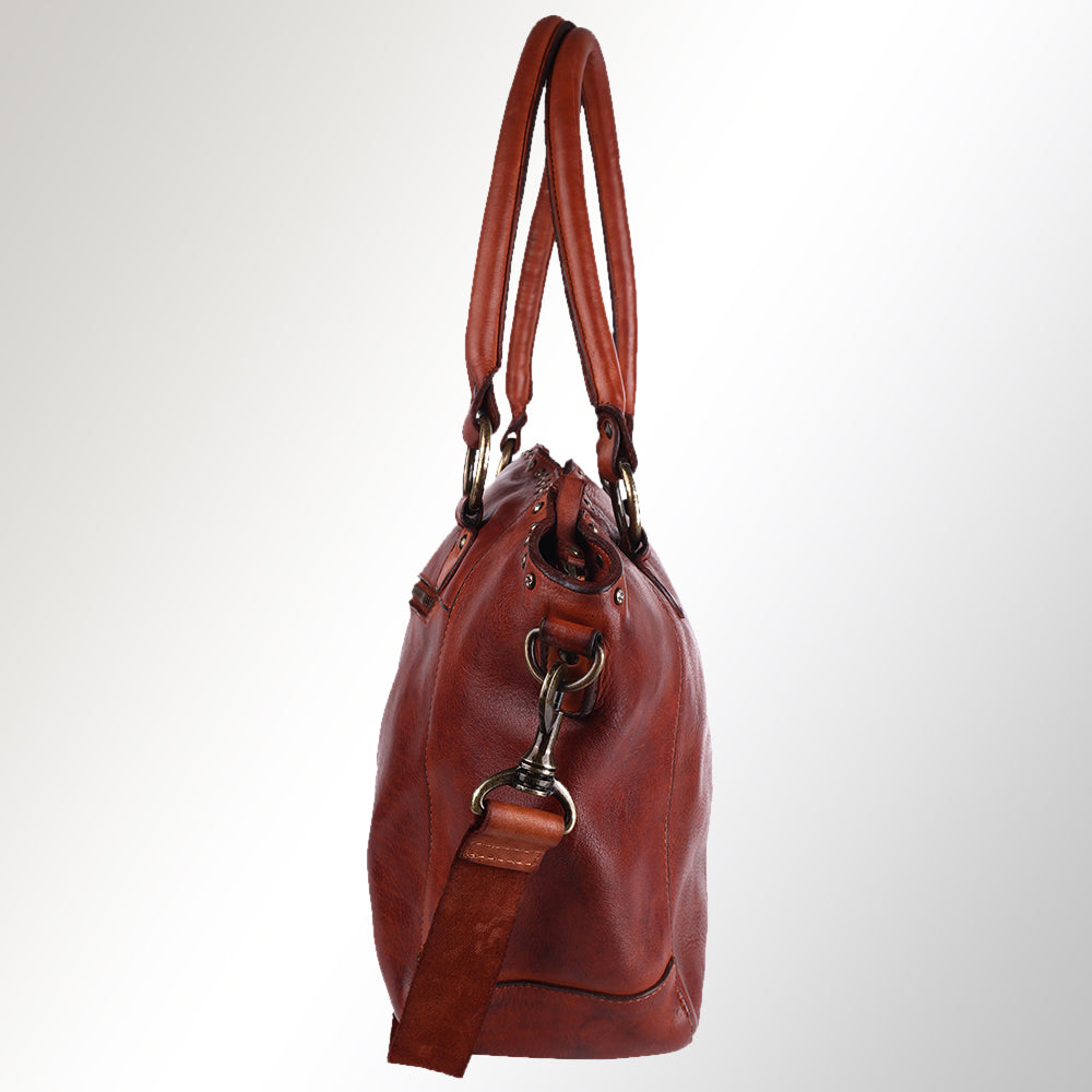 Spaghetti Western Tote Vintage Handmade Drum Dyed Genuine European Cowhide Leather