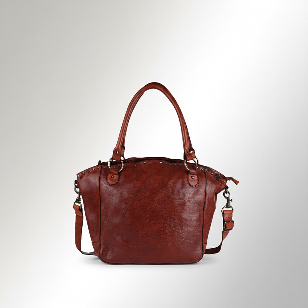 Spaghetti Western Swc188Cg Tote Vintage Handmade Drum Dyed Genuine European Cowhide Leather Women Bag Western Handbag Purse
