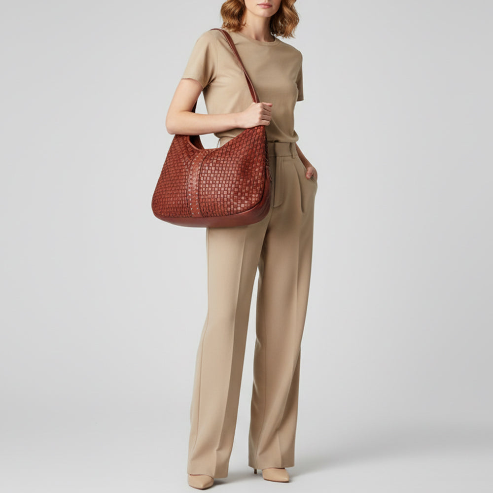 Spaghetti Western Swc189Cg Tote Vintage Handmade Drum Dyed Genuine European Cowhide Leather Women Bag Western Handbag Purse