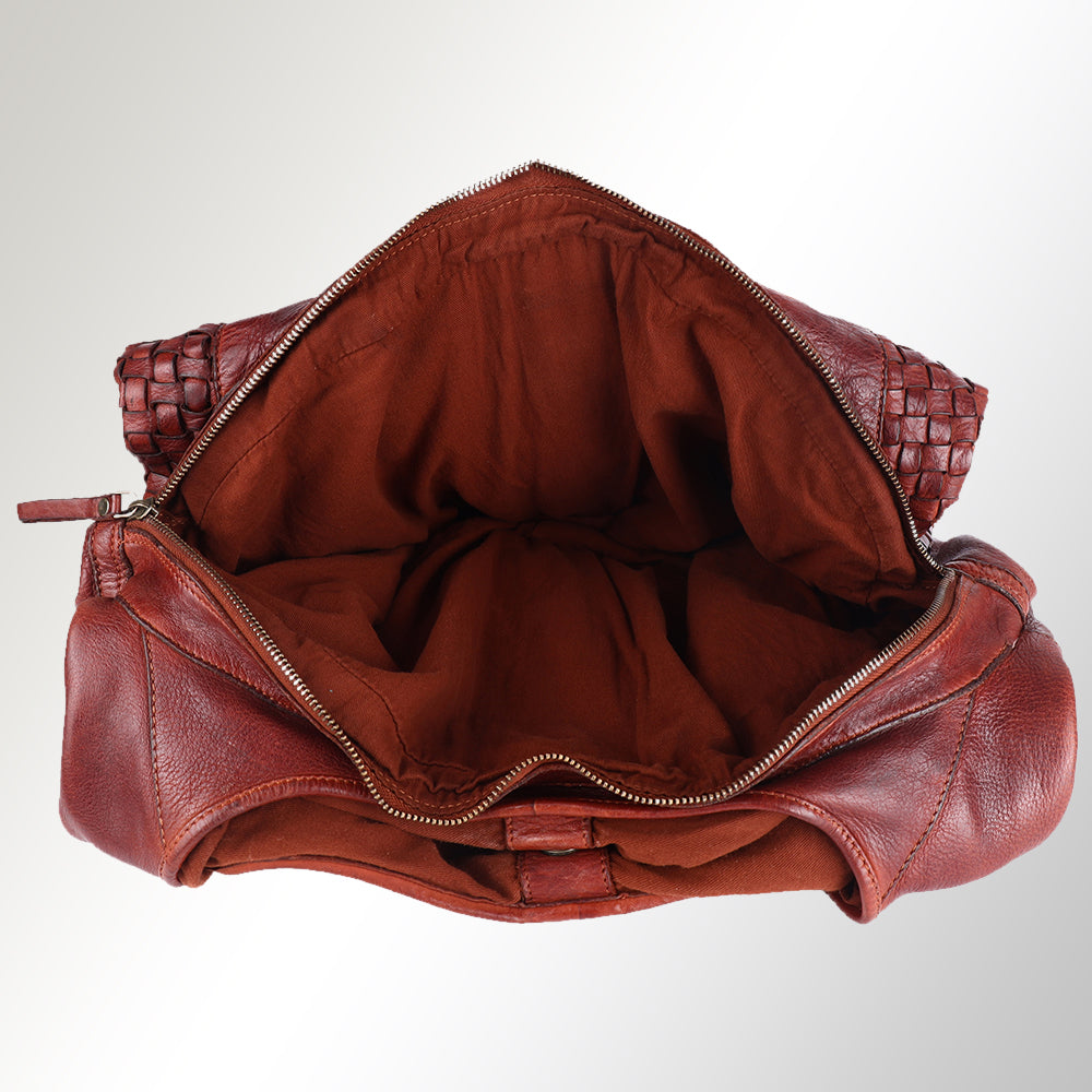 Spaghetti Western Tote Vintage Handmade Drum Dyed Genuine European Cowhide Leather