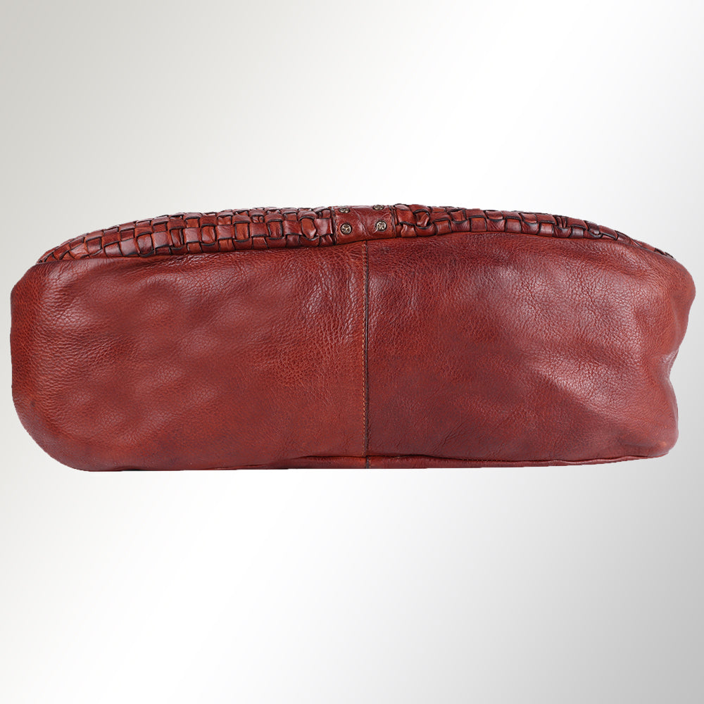 Spaghetti Western Tote Vintage Handmade Drum Dyed Genuine European Cowhide Leather