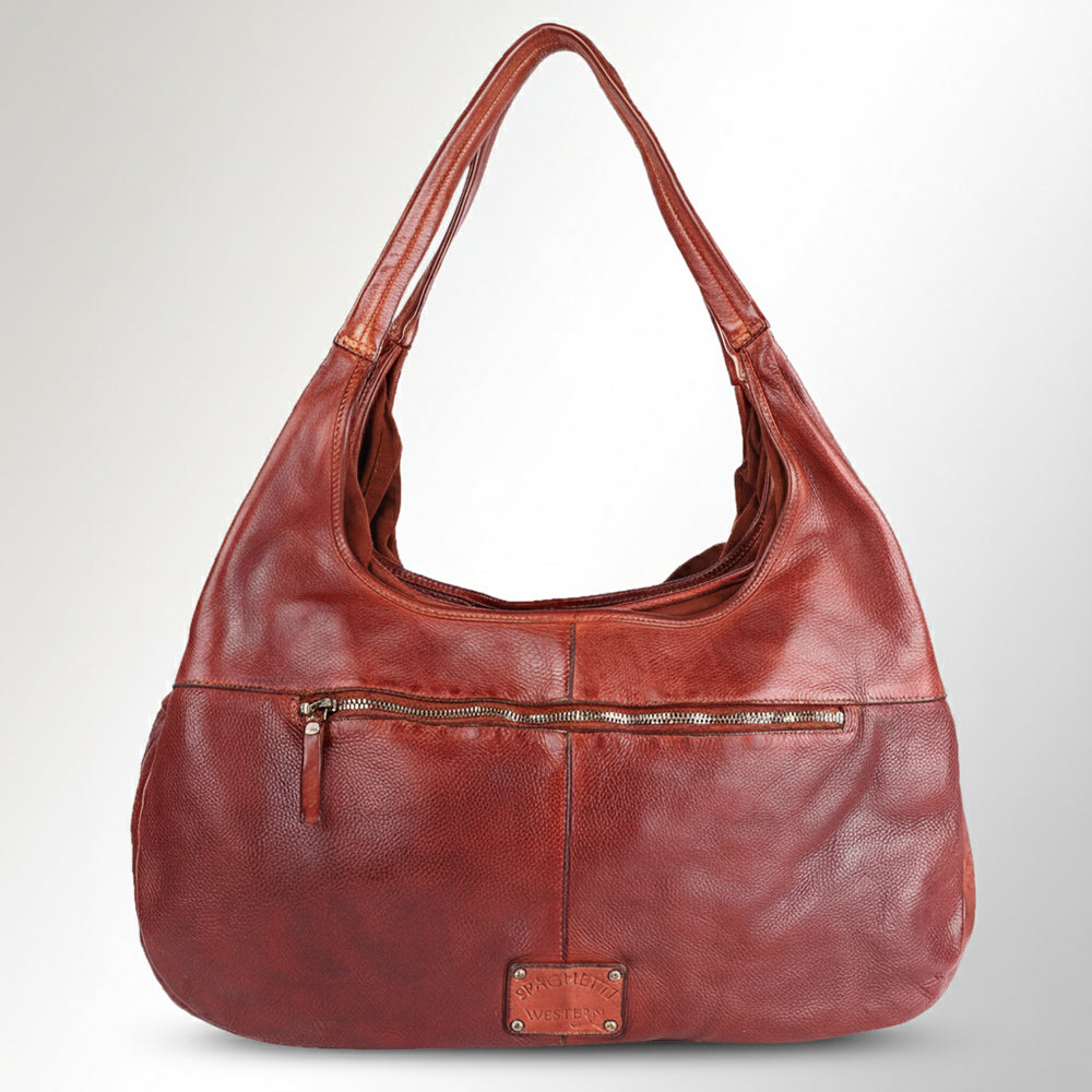Spaghetti Western Swc189Cg Tote Vintage Handmade Drum Dyed Genuine European Cowhide Leather Women Bag Western Handbag Purse