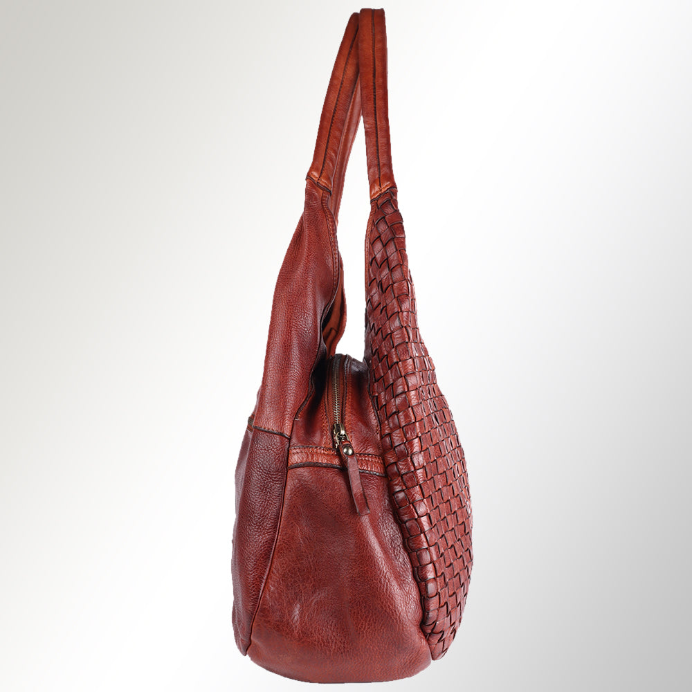 Spaghetti Western Tote Vintage Handmade Drum Dyed Genuine European Cowhide Leather