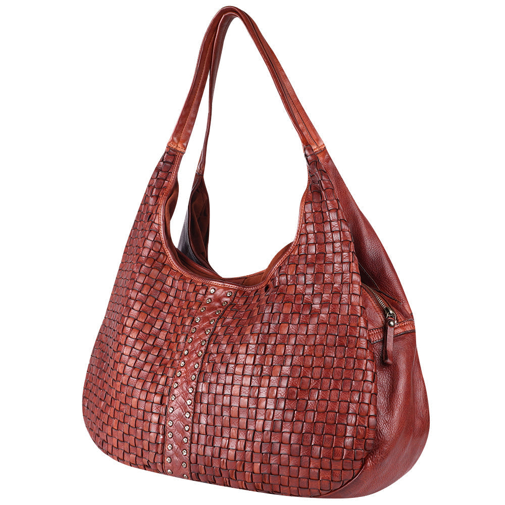 Spaghetti Western Tote Vintage Handmade Drum Dyed Genuine European Cowhide Leather