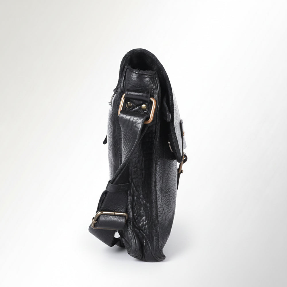 Spaghetti Western Swc198Blk Envelope Vintage Handmade Drum Dyed Genuine European Cowhide Leather Women Bag Western Handbag Purse