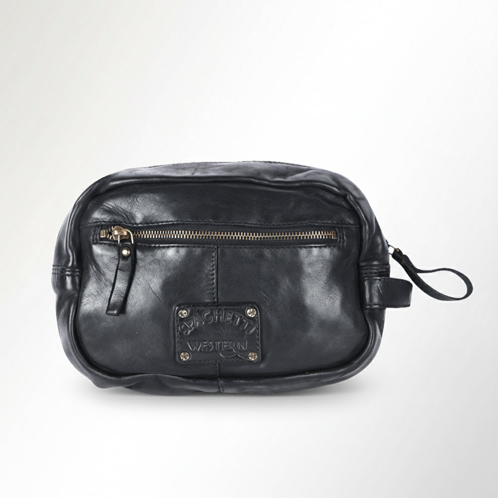 Spaghetti Western Swc200Blk Wristlet Vintage Handmade Drum Dyed Genuine European Cowhide Leather Women Bag Western Handbag Purse