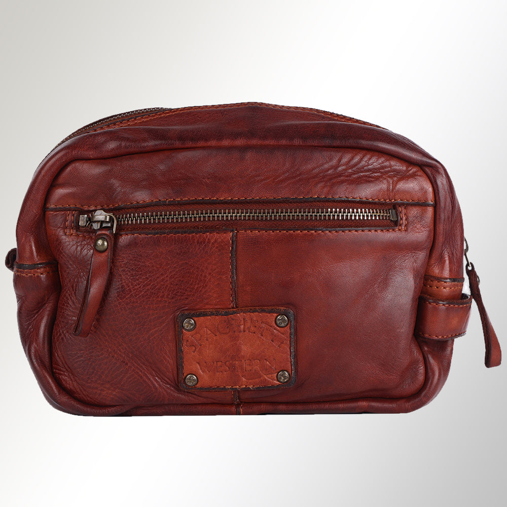Spaghetti Western Toiletry Vintage Handmade Drum Dyed Genuine European Cowhide Leather