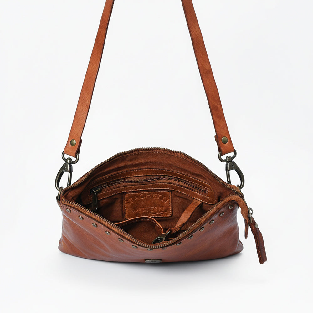 Spaghetti Western Swc192Cg Cross Body I Vintage Handmade Drum Dyed Genuine European Cowhide Leather Women Bag Western Handbag Purse
