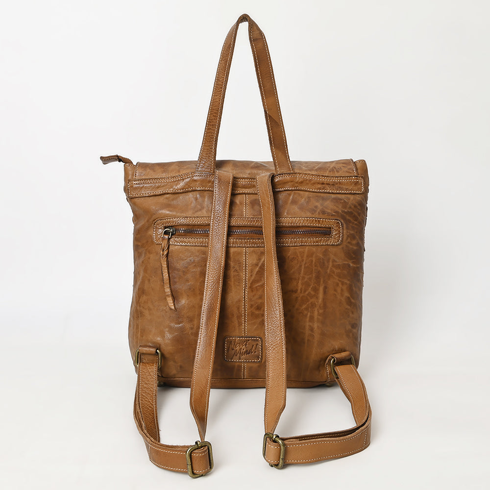 Never Mind Backpack Vintage Handmade Genuine Cowhide Leather