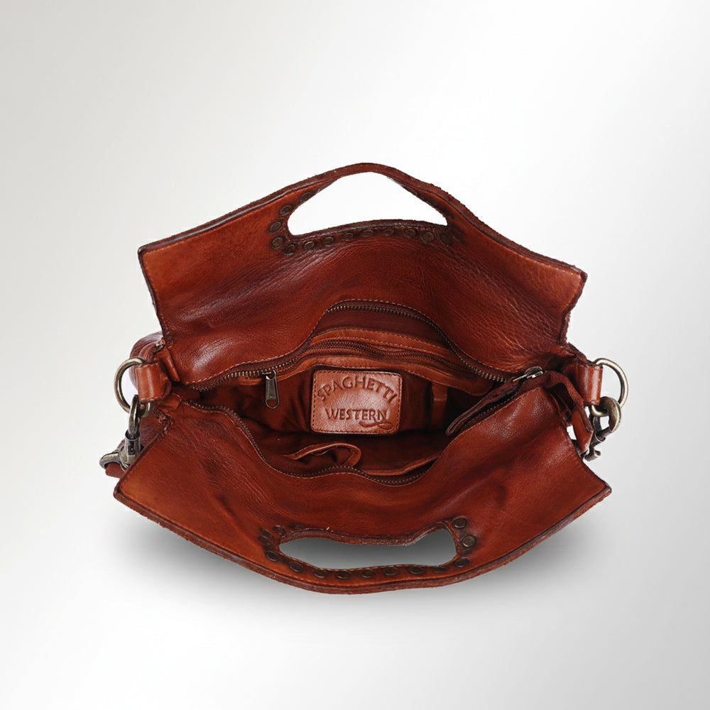 Spaghetti Western Swc173Cg Clutch Vintage Handmade Drum Dyed Genuine European Cowhide Leather Women Bag Western Handbag Purse