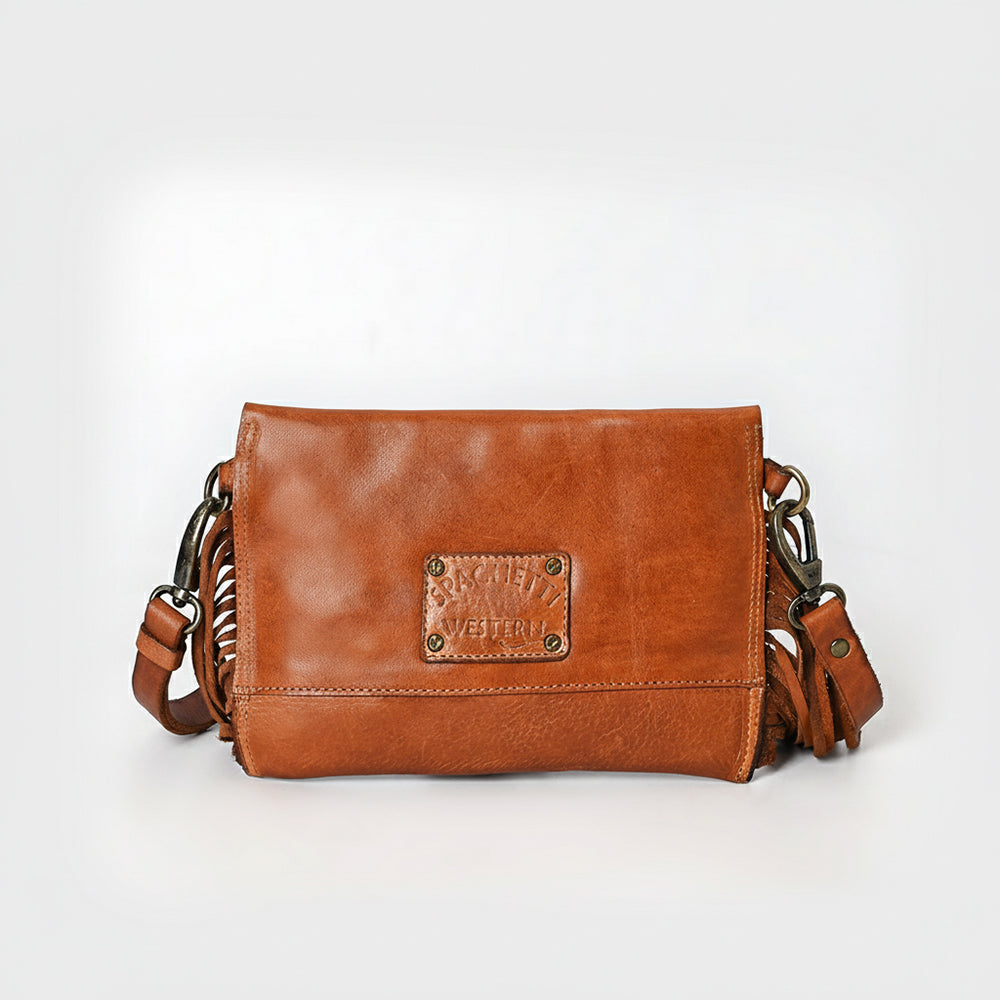 Spaghetti Western Swc147Tan Envelope Vintage Handmade Drum Dyed Genuine European Cowhide Leather Women Bag Western Handbag Purse