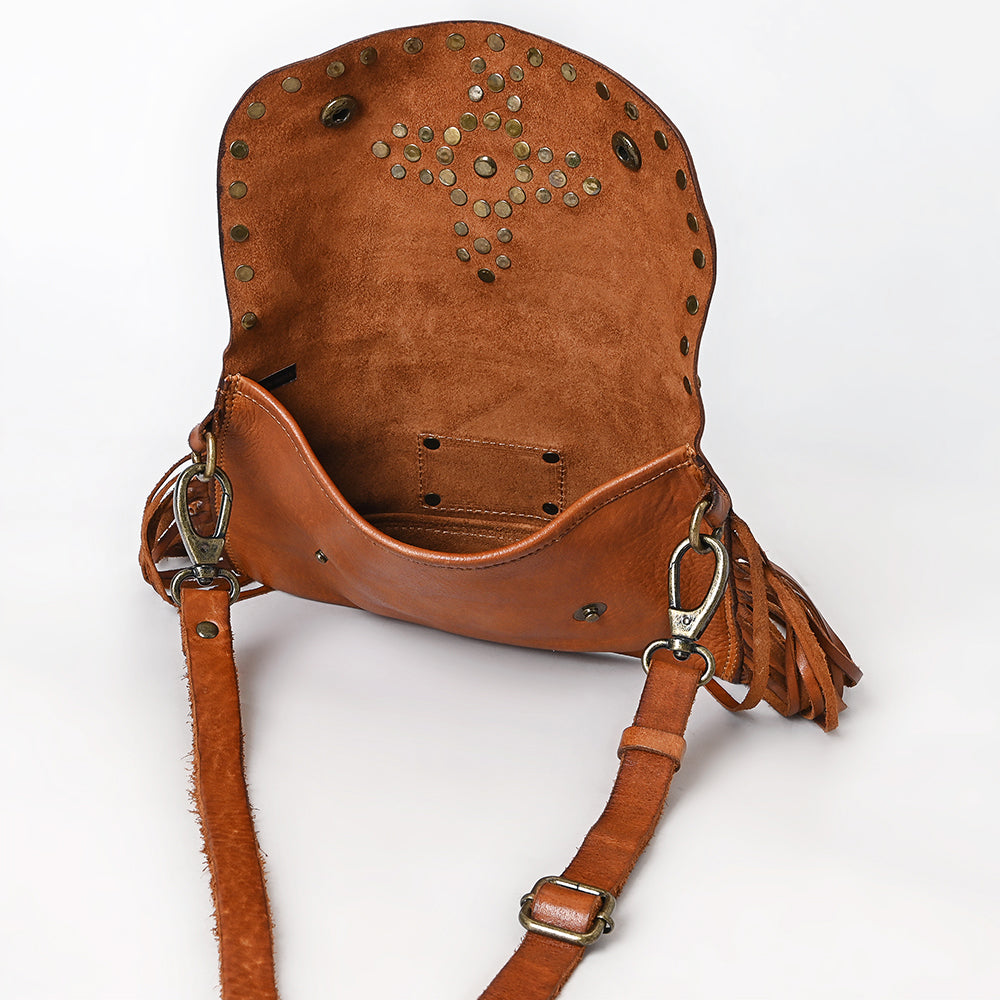 Spaghetti Western Swc147Tan Envelope Vintage Handmade Drum Dyed Genuine European Cowhide Leather Women Bag Western Handbag Purse