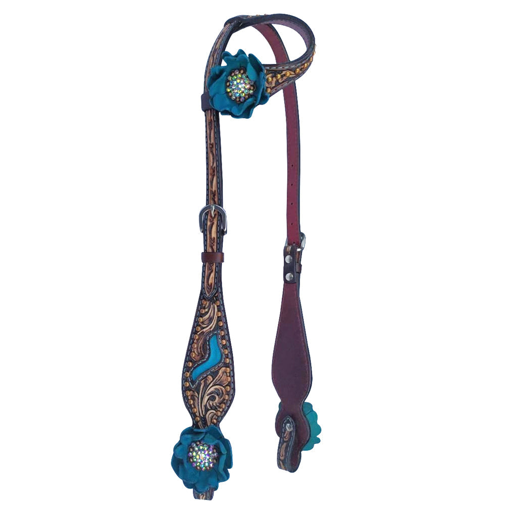 Bar H Equine American Leather Horse Saddle Tack One Ear Headstall | Breast Collar | Browband Headstall | Wither Strap | Tack Set for Horses BER114