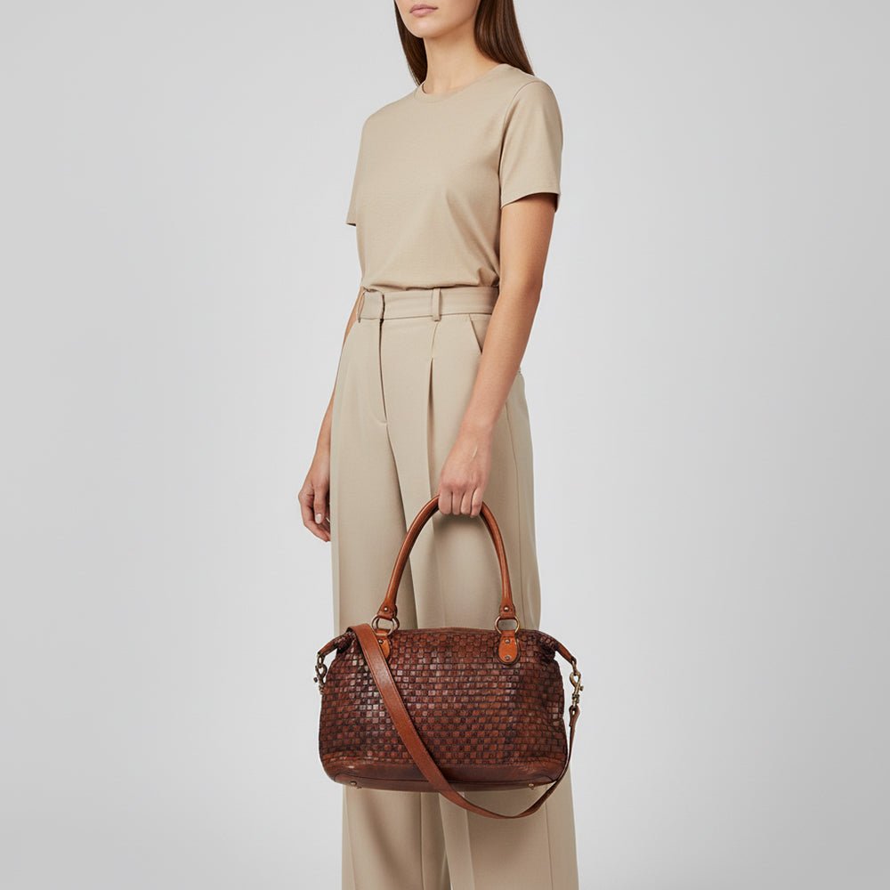 Genuine European Cowhide Leather Tote Bag Handmade Drum-Dyed For Women Timeless Design