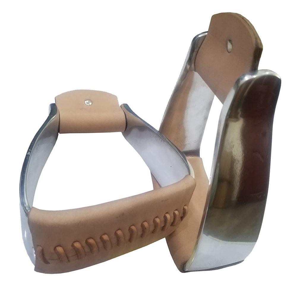 Bar H Equine Western Horse Heavy-Duty  Genuine Leather Aluminum Stirrups