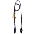 Bar H Equine Western Horse Genuine Leather Raw Hide One Ear Headstall Dark Brown