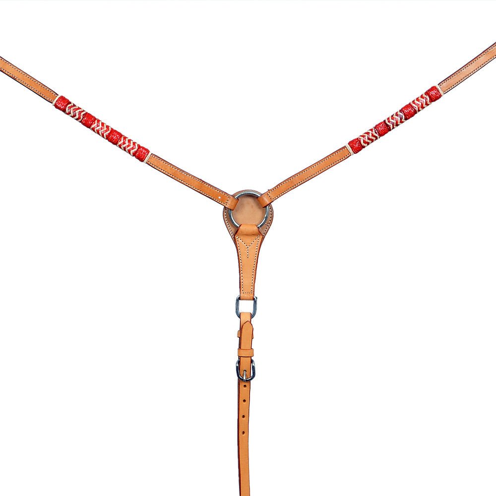 BAR H EQUINE Red Rawhide Horse Western Leather Breast Collar Tan