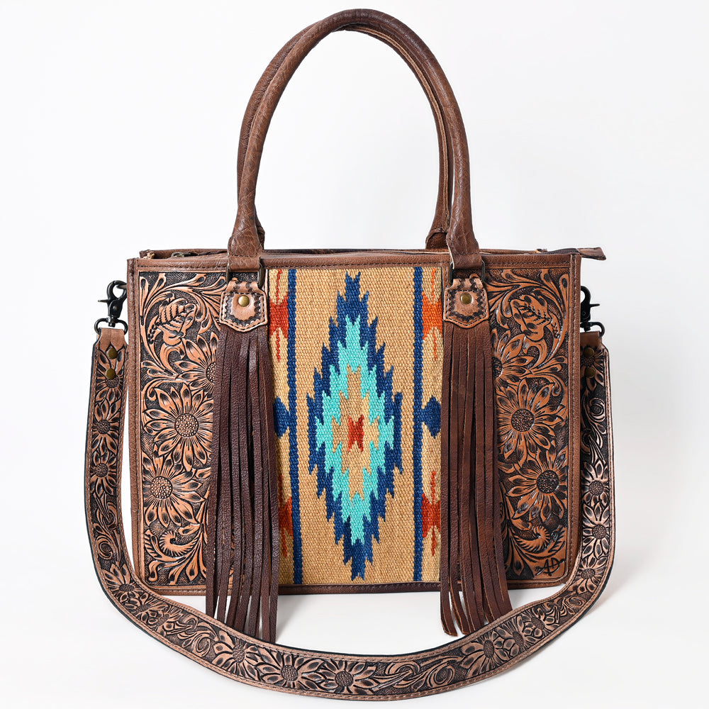 American Darling Briefcase Hand Tooled Saddle Blanket Genuine Leather
