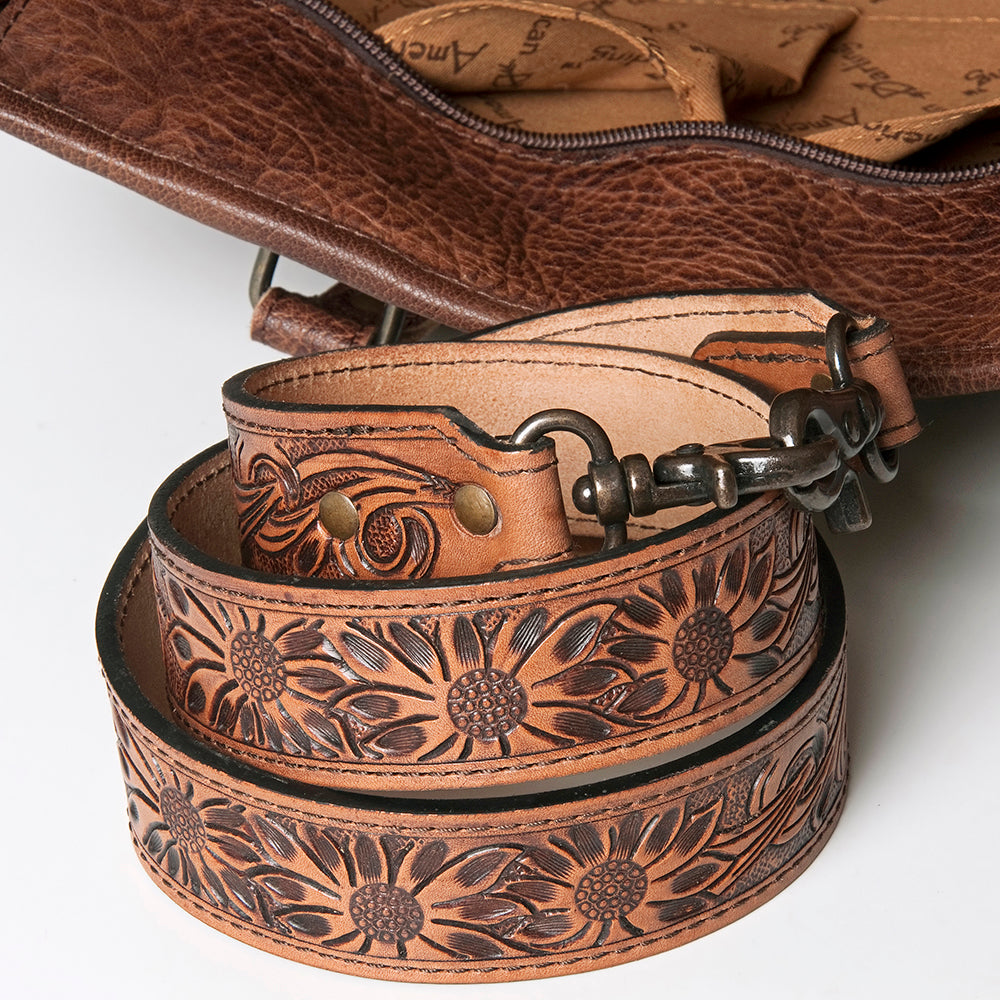 American Darling Briefcase Hand Tooled Saddle Blanket Genuine Leather