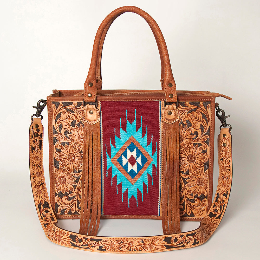 American Darling Briefcase Hand Tooled Saddle Blanket Genuine Leather