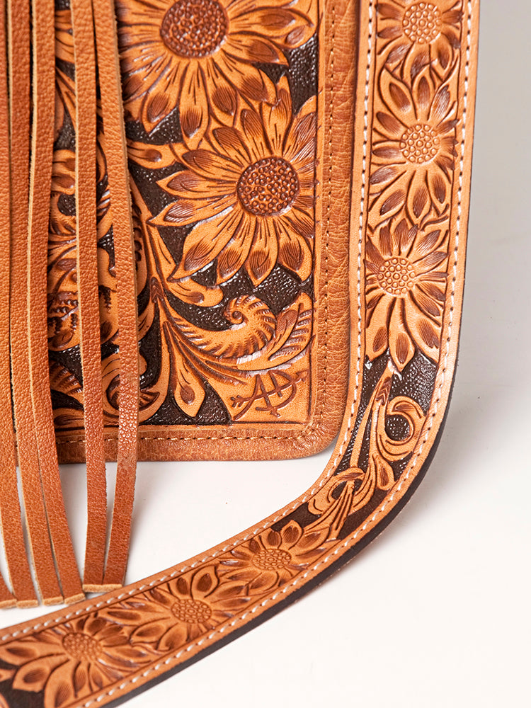 American Darling Briefcase Hand Tooled Saddle Blanket Genuine Leather