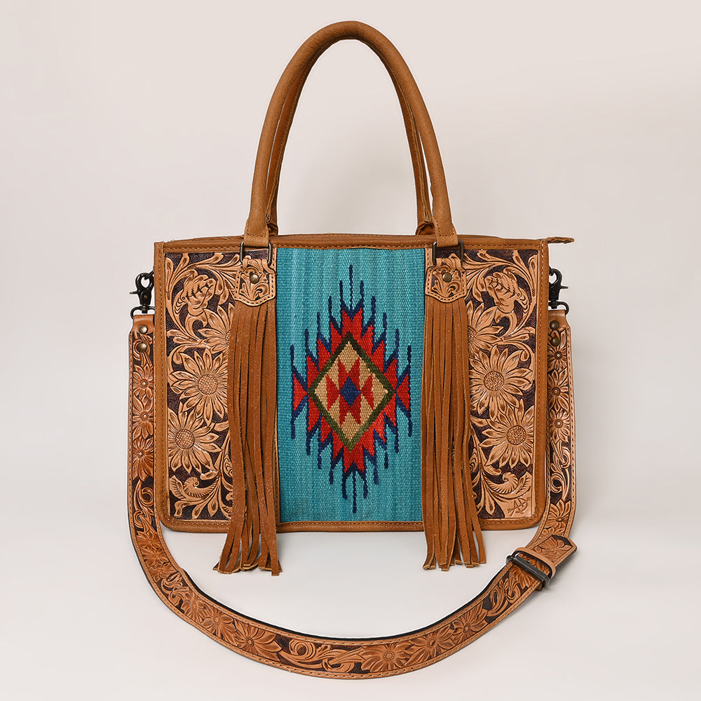 American Darling Briefcase Hand Tooled Hair On Genuine Leather Western Women Bag Handbag | for Cute Laptop
