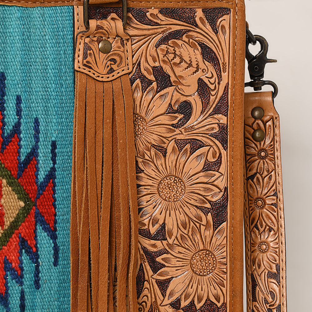 American Darling Briefcase Hand Tooled Saddle Blanket Genuine Leather