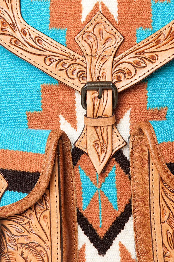 American Darling Hand Tooled Saddle Blanket Genuine Leather